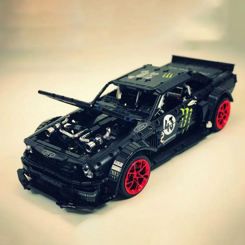 

NEW 1965 Ford Mustang Hoonicorn RTR Racing Car fit Technic MOC-22970 FIT 20102 Building Blocks Bricks led light kid Toys gifts