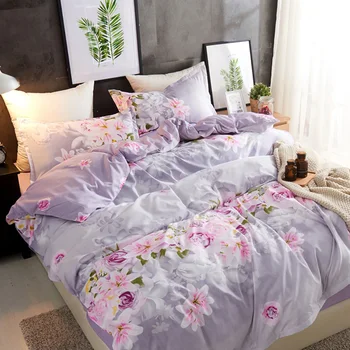 

Thumbedding Peony Bedding Set For Girls Elegant Purple Floral Duvet Cover Queen King Full Twin Single Unique Design Bed Set