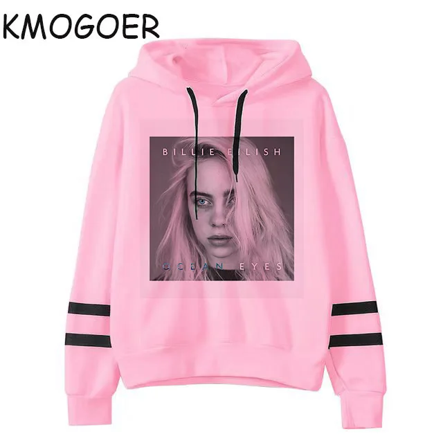 Billie Eilish Толстовка с принтом розовая с капюшоном Женская толстовка одежда Harajuku Fans гранж повседневные толстовки готические Kpop толстовки