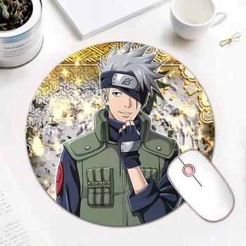 

NARUTO Hatake Kakashi Round Computer Carpet Mouse Pad Mice Mat Mousepad Anti Slip for Home Office PC Gaming LOL Overwatch CS GO