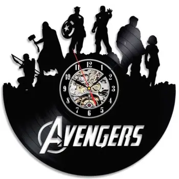 

Marvel Avengers Wall Clock Modern Design Vintage Retro Style Classic Clocks Vinyl Record Wall Watch Home Decor Silent 12 inch