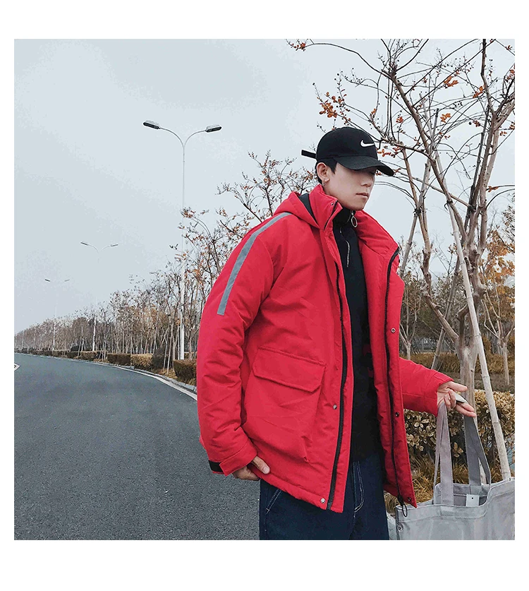 Стиль, рабочая одежда, хлопковое пальто для мужчин, популярный бренд, корейский стиль, тренд, свободная повседневная хлопковая стеганая куртка, пальто для подростков, зимнее