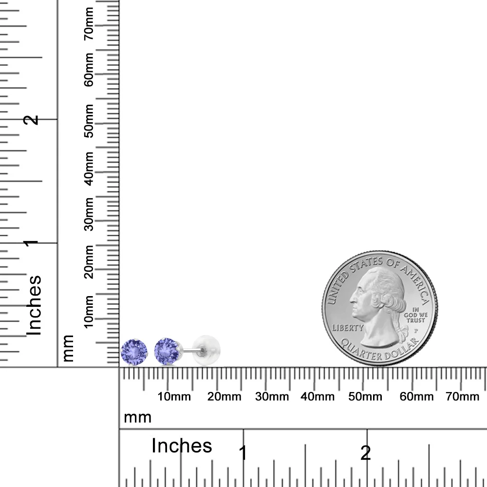GemStoneKing 0 60 Ct 4 мм круглые серьги гвоздики из натурального голубого танзанита 10 к