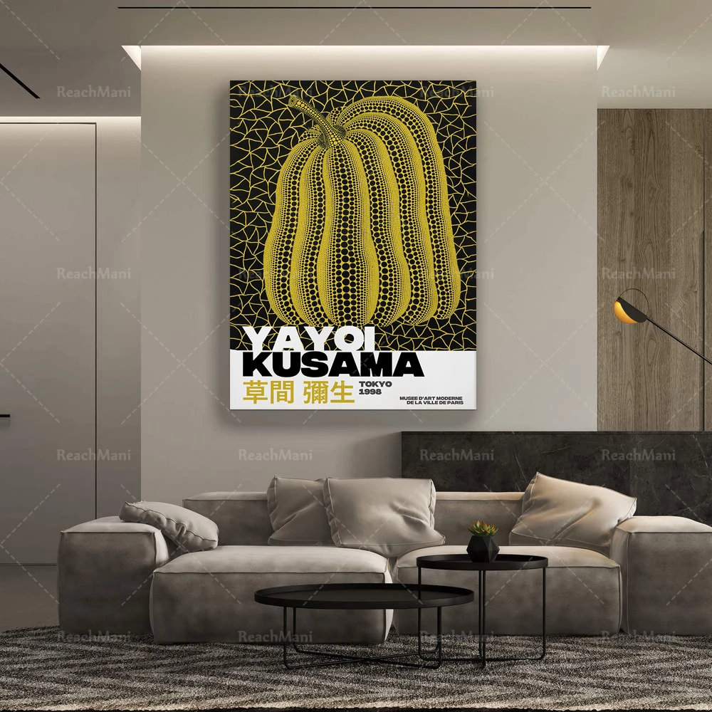Yayoi Kusama Pumpkin, Exhibition Poster, Kusama Flower, Yayoi Kusama Print, Arte Giapponese, Arte Astratta, Arte Moderna Della Parete,