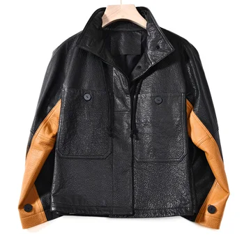 

MAOMAOFUR Women Leather Jacket Ladies Loose Style Drawstring Real Sheepskin Coats Female Genuine Leather Oversize Outerwear