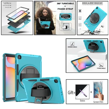 

360 Rotation Hand Strap Kickstand Silicone Tablet Case for Samsung Galaxy Tab S6 Lite 10.4 Case SM P610 SM-P615 Protective Cover
