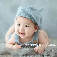 newborn photography props hat,beret and rompers 1