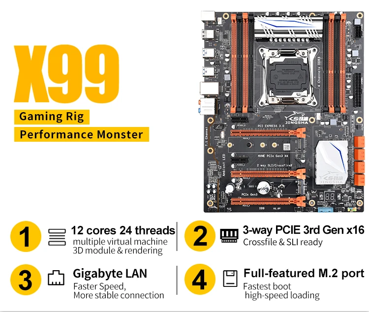 Intel X99 LGA 2011-3 материнская плата с E5 2678 v3 и 2*16 = 32 Гб с четырехканальным DDR3