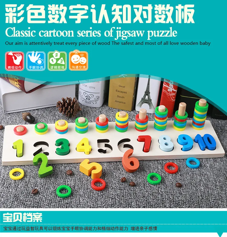 

Montessori Mb07 Shape with Numbers Board Children Early Education Rainbow Donuts Educational Early Educational Teaching Aid Gift
