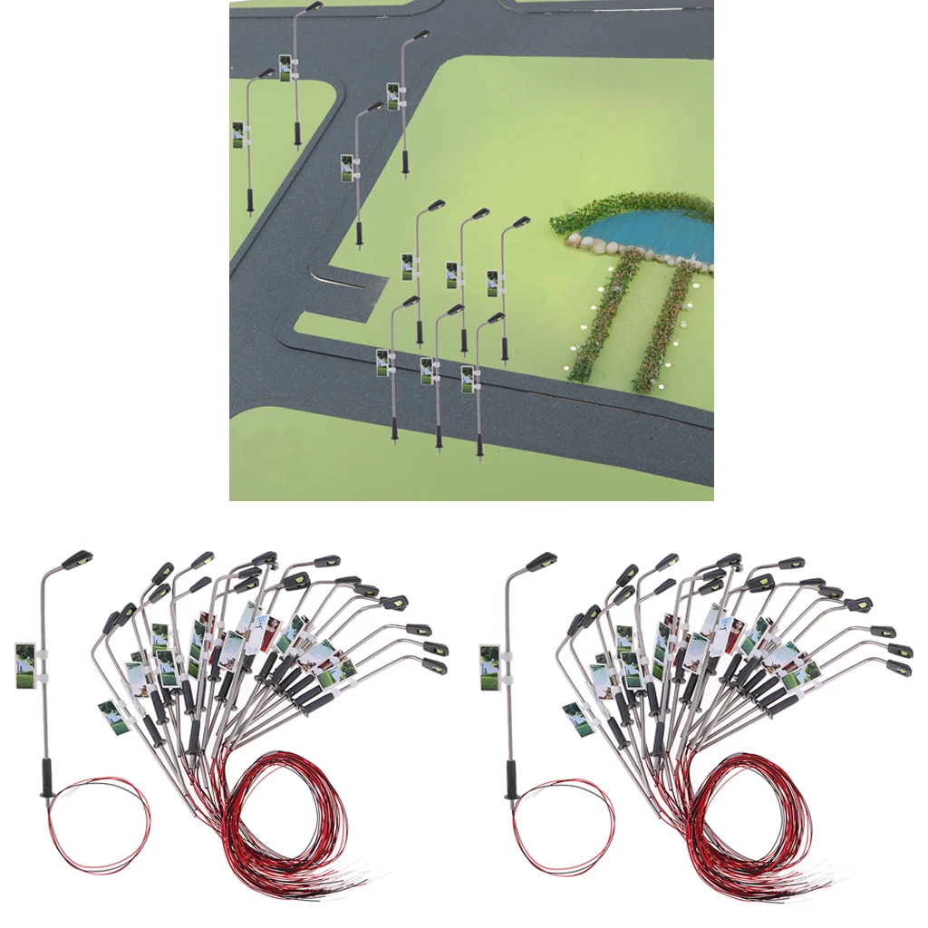 40pcs Model Mini Street Lights For HO OO Scale LED Garden Lights Decor 1/200
