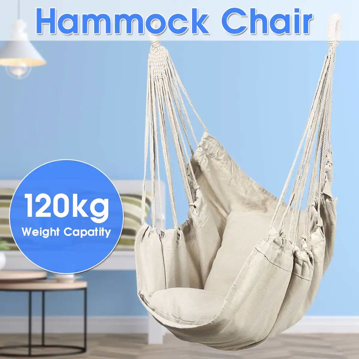 Hamaca blanca de estilo nórdico para niños y adultos, silla colgante de