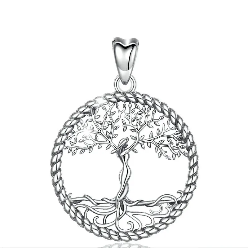 only charm Ожерелье из стерлингового серебра 925 пробы с подвеской в виде дерева жизни, цельное серебряное дерево и ожерелье богини, ювелирные украшения с коробкой CYD475 - Окраска металла: only charm