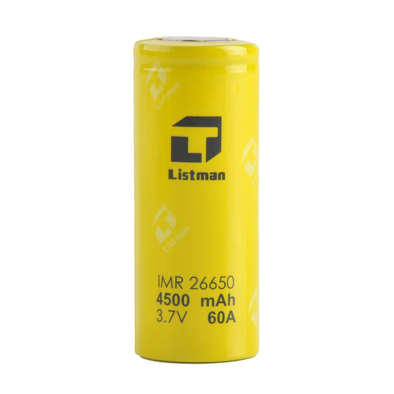 Listman 26650 батарея 3,7 V 60A 4500mAh перезаряжаемая литиевая батарея для бокс мод для электронных сигарет 26650 Vape батарея