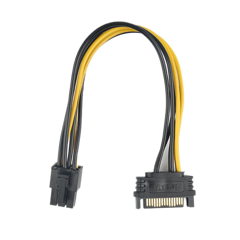 Upgrade Your Graphics: SATA to 6 Pin Power Supply Adapter Cable for PCI-E Card, Enhance GPU Performance with 15Pin to 6Pin Graphics Card Power Cord Description Image.This Product Can Be Found With The Tag Names Computer Cables Connecting, Computer Peripherals, PC Hardware Cables Adapters, Power supply