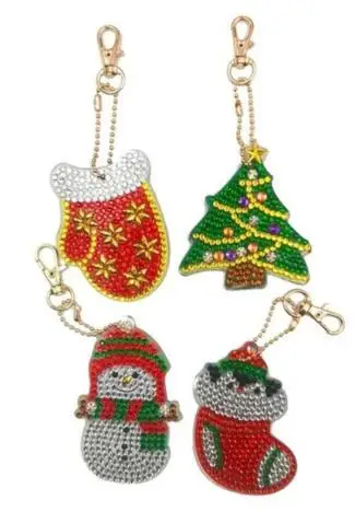2 5D DIY full diamond diamond painting keychain ladies bag pendant key ring jewelry key ring special rhinestone Christmas LD503 - Цвет: 2