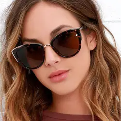AOXUE тренд ретро леопард кошачий глаз солнцезащитные очки женские фирменный дизайн винтажные градиентные негабаритные Солнцезащитные очки