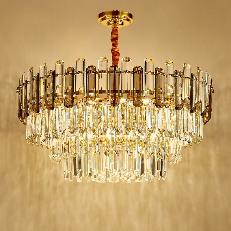 

JMZM E14 LED Modern Crystal Chandelier for living Room Luxury Lighting Gold Round Rectangle Postmodern Chain Home Decor Lamps
