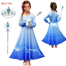 Новинка года; платье Эльзы для девочек; платье принцессы Эльзы для костюмированной вечеринки; 2 платья; Детский костюм на Хеллоуин; детское платье в морском стиле