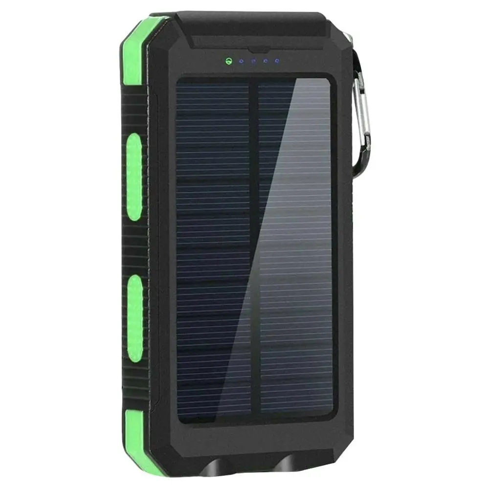 Солнечный Мощность банк Водонепроницаемый 30000mAh солнечное Зарядное устройство 2 Порты usb внешний Зарядное устройство Мощность банка для Xiaomi смартфон с светодиодный свет - Цвет: Зеленый