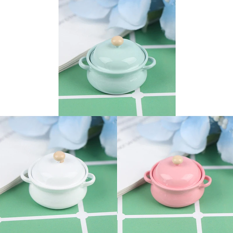 1Pcs 1:12 Mini Soup Pot With Food Simulation Kitchenware Model Toys For Doll House Decor Dollhouse Miniature Accessories