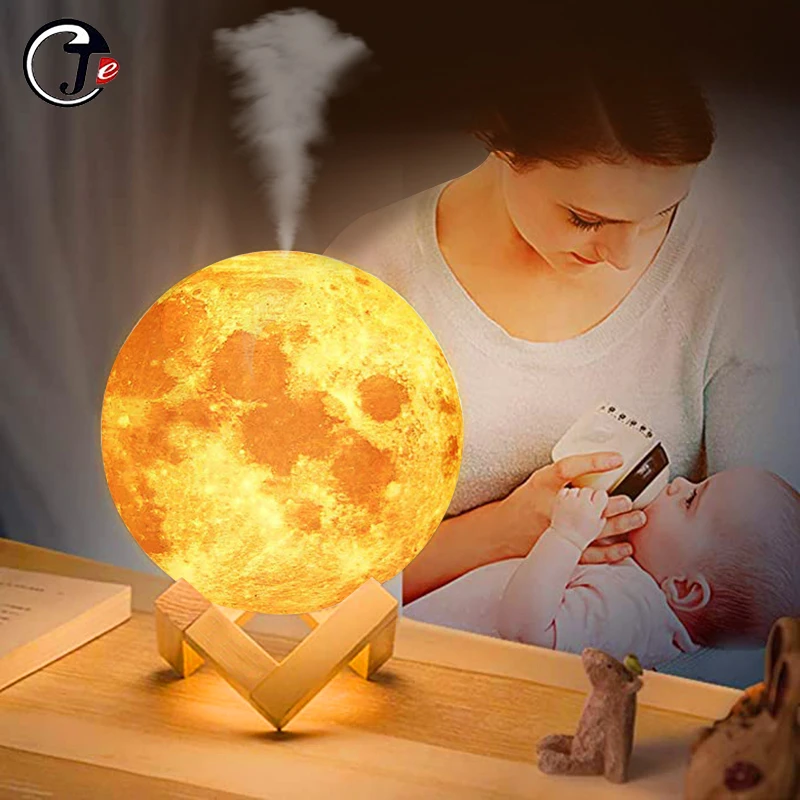 nuevo 880ml humidificador de aire lampara de luna 3d difusor de luz aroma aceite esencial humidificador ultrasonico usb purificador de niebla nocturna