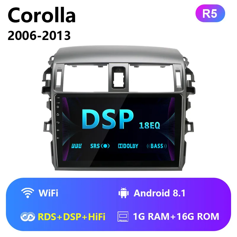 2 DIN 2G+ 32G Android 4G сетчатый автомобильный Радио мультимедийный плеер для Toyota Corolla E140/150 2006-2013 автостерео gps навигация RDS - Цвет: wifi with RDS DSP