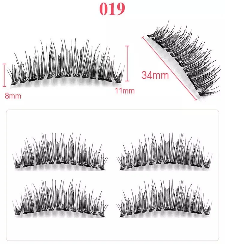 Магнитные ресницы с 3 магнитами, ручная работа, без клея, натуральные, мягкие, многоразовые, 3D накладные ресницы для макияжа - Цвет: MF3-19