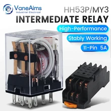 Electromagnetic Coil General DPDT Power Relay MY3NJ DPDT 8Pins HH53P DC12V 24V AC220V Miniature Relay & PYF08A Base