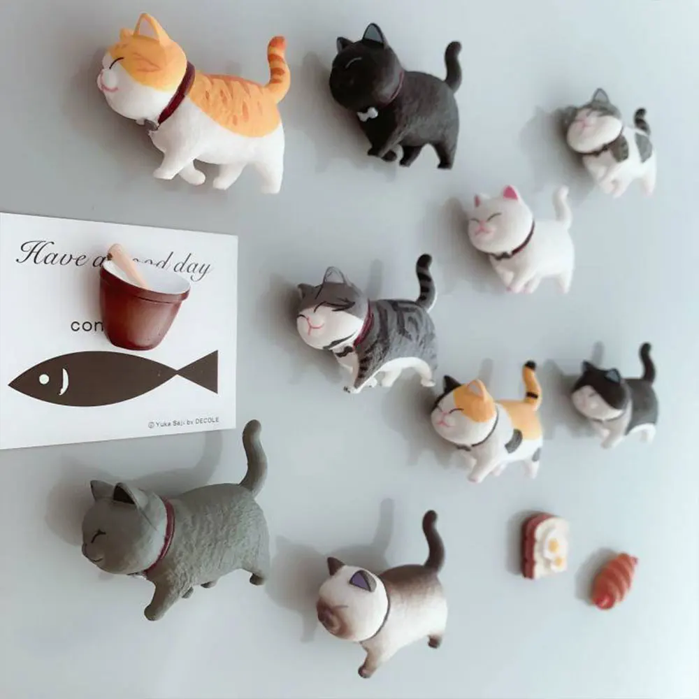 3D Stereo Cute Turnable Kitten Art Design Animal Series Home Decor Fridge Magnet Refrigerator Decoration Gift For Kitchen magnetic fridge magnets refrigerator decor