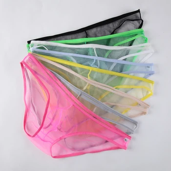 

1Pcs Mens Sexy Underwear Briefs Men Ultra thin Transparent Comfortable Panties Low Rise Mesh U Pouch Male Mini Underpant Bikini