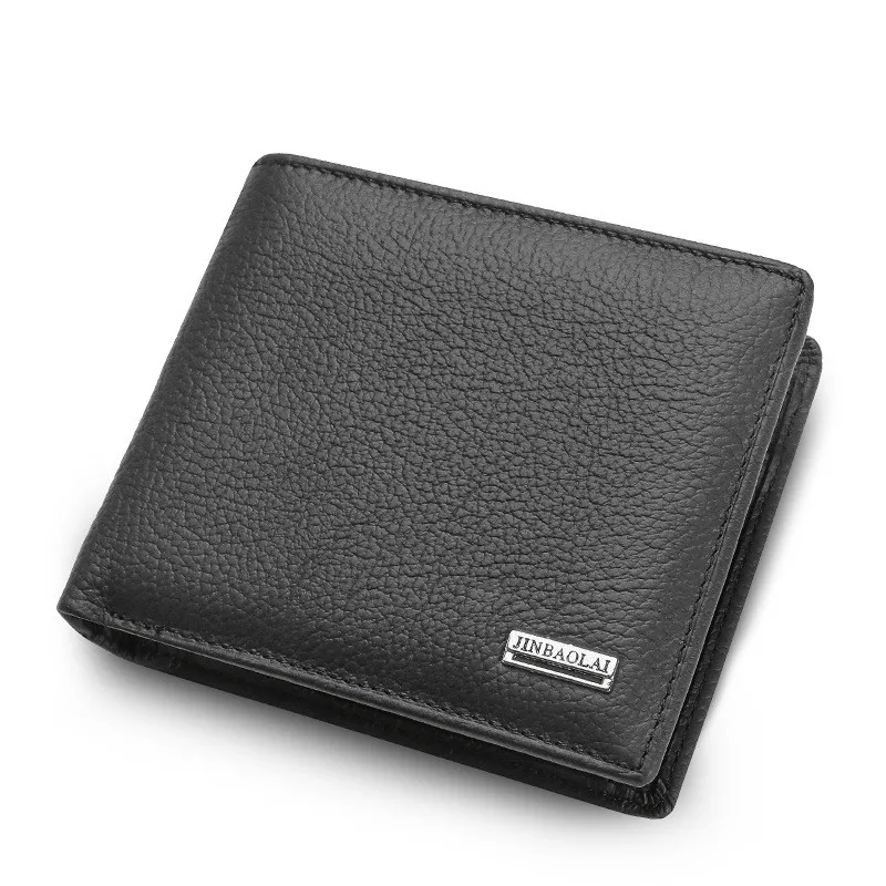 

100% Genuine Leather Mens Wallet Short Black Wallet Short Purses Premium Product Real Cowhide Wallets for Man Portefeuille Homme