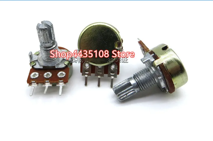 Potentiometer Kit 5pcs WH148 B1K B2K B5K B10K B20K B50K B100K B500K 3Pin 15mm Shaft Amplifier Dual Stereo Potentiometer