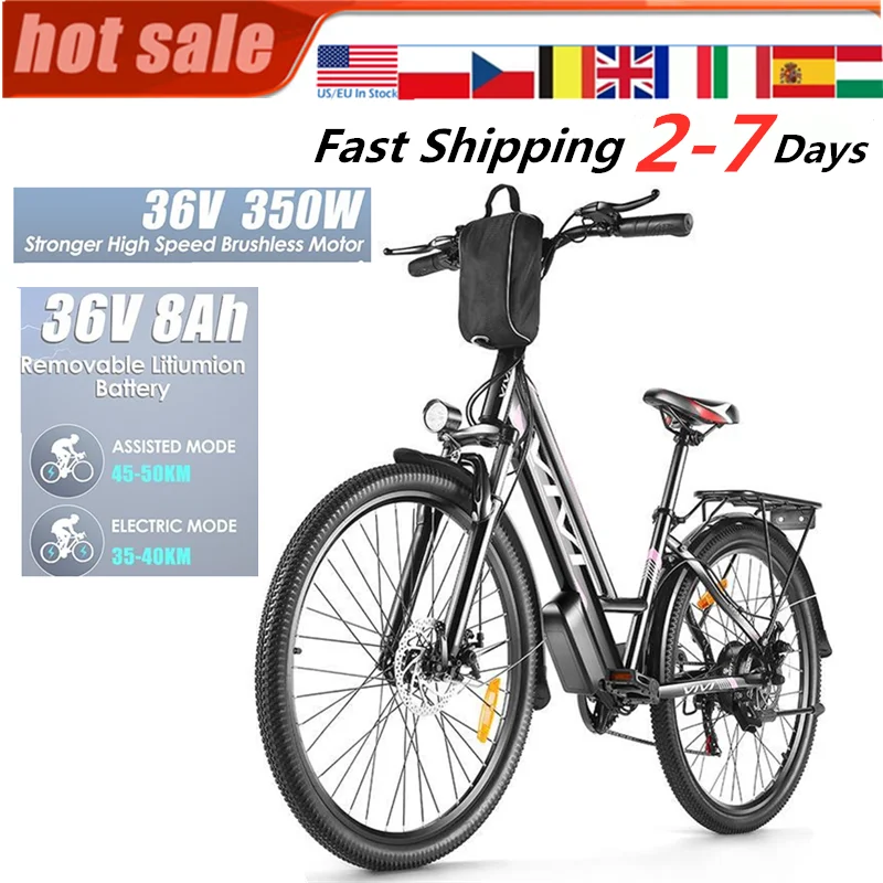 26inch 350W Electric Mountain Bike E-bike Bicycle Adults Ebike 7 Speed Gears Removable 8Ah Battery 1
