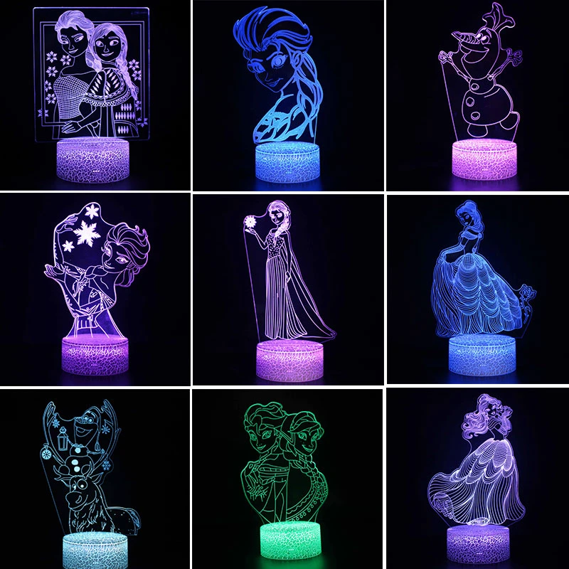 kruising Tegenstander Ingang Disney Frozen Prinses 3D Lamp Snow Queen Elsa Anna Led Illusion Nachtlampje  Slaapkamer Decor Tafellamp Meisjes Speelgoed Slapen lamp|LED Nacht  Verlichting| - AliExpress