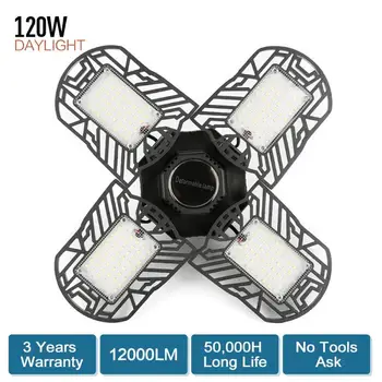 

L192/92Led Garage Light Deformable Ceiling Light For Home Warehouse Workshop 85-265V Folding Four-Leaf Deformation Lamp E26 E27