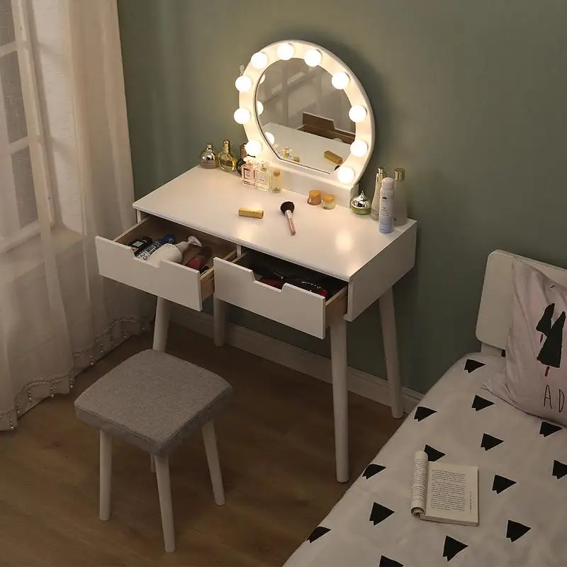 Dressing Mirror Bedroom Dressing Table Modern Simple Makeup Organizer Table Simple Wooden Tool Furniture