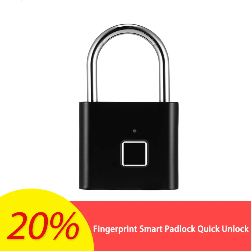 

Home Security Keyless Fingerprint Smart Padlock Quick Unlock USB Rechargeable Door Lock Zinc Alloy Metal Anti-theft Lock