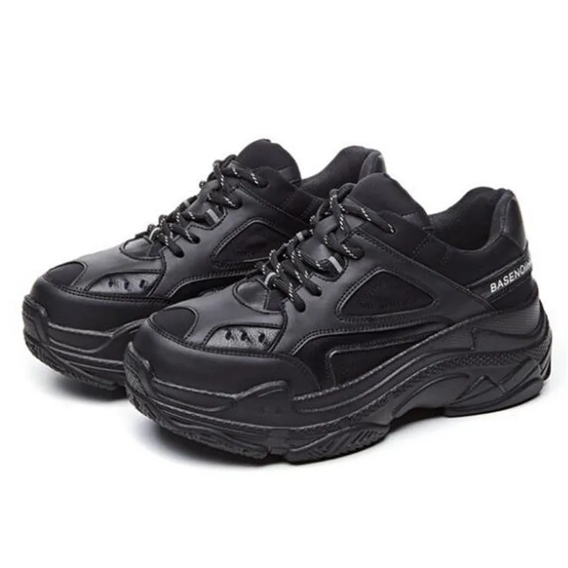 

New Autumn Genuine Leather Mesh Splice Casual Sneakers Women Shoes Fashion Casual Shoes Woman Platform Shoes Wedges High Heels