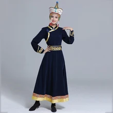 Длинное платье для народных танцев, монгольский классический длинный халат, женская одежда для сцены, праздничный костюм в этническом стиле