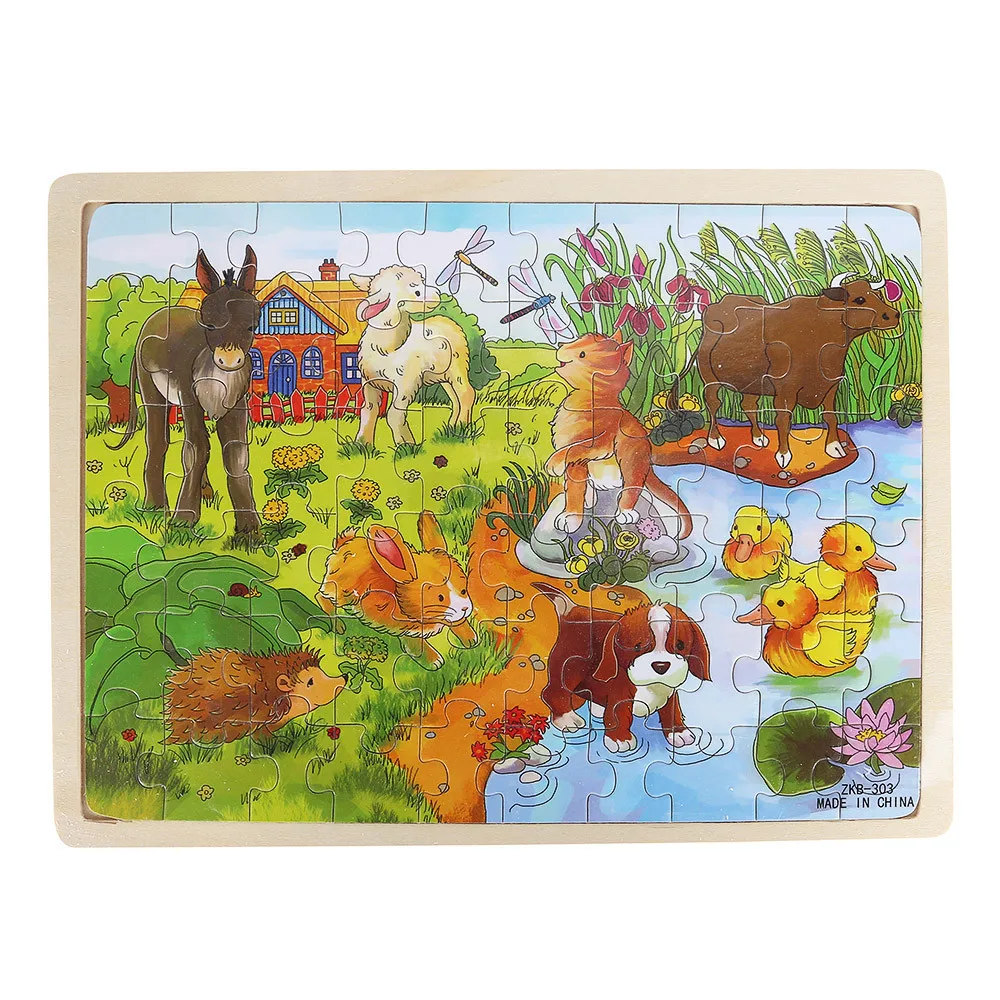 Wooden Jigsaw Puzzles Toys Cartoon Animals Educational Toys For Children Exquisite Fun jigsaw puzzle Holiday Gift #B