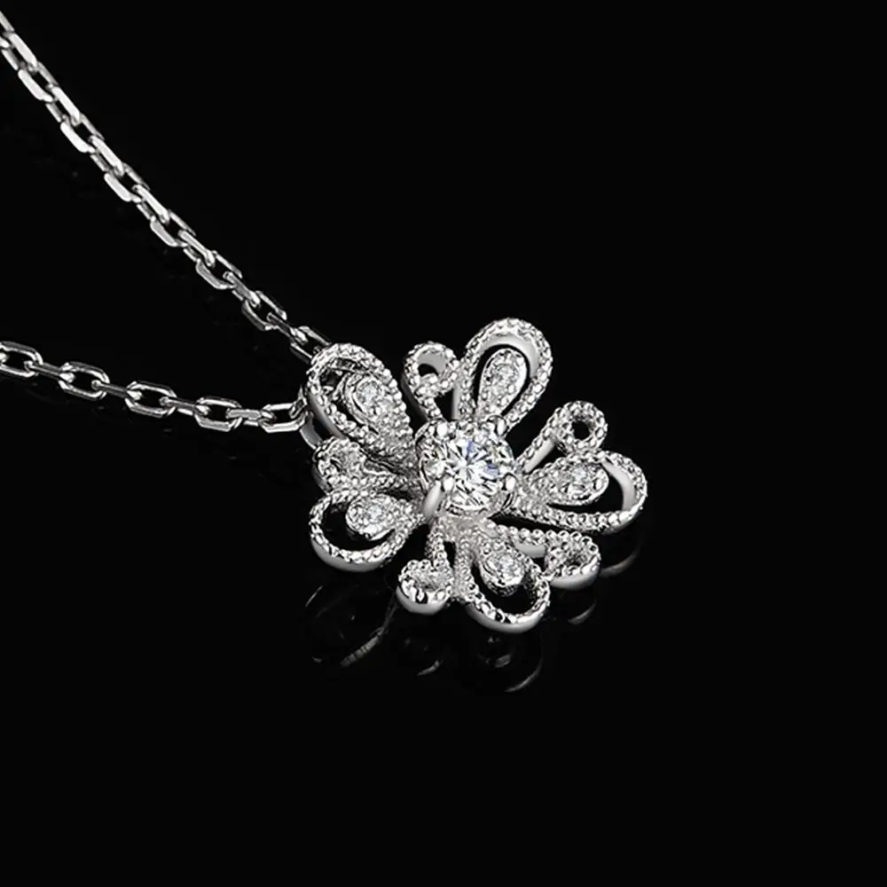 JewelryPalace Cubic Zirconia CZ Milgrain Filigree Blossom Flower Pendant Necklace Without Chain 925 Sterling Silver Jewelry Gift