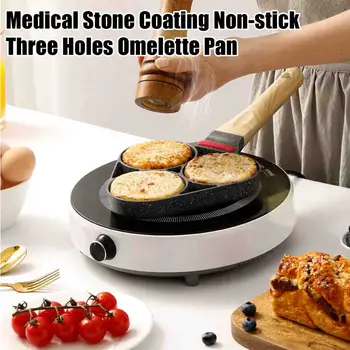 

3-hole Non-stick Omelette Pan For Egg Ham Frying Pan Mini Poached Egg Hamburg Egg Dumplings Pot Mould Frying Pan