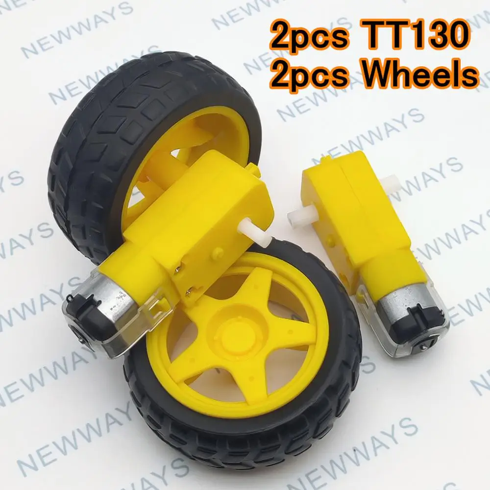 

4pcs/Lot 2pcs TT Motor 130motor with 2pcs wheels Smart Car Robot Gear Motor for Arduino DC3V-6V DC Gear Motor