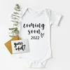 Baby Announcement Coming Soon 2022 Newborn Baby Bodysuits Summer Boys Girls Romper Body Pregnancy Reveal Clothes 5