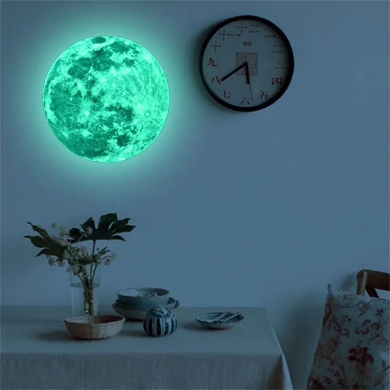 Creative Luminous fluorescent wall stickers La Luna grande 3D moon removable night vision photoluminescent glow in the dark