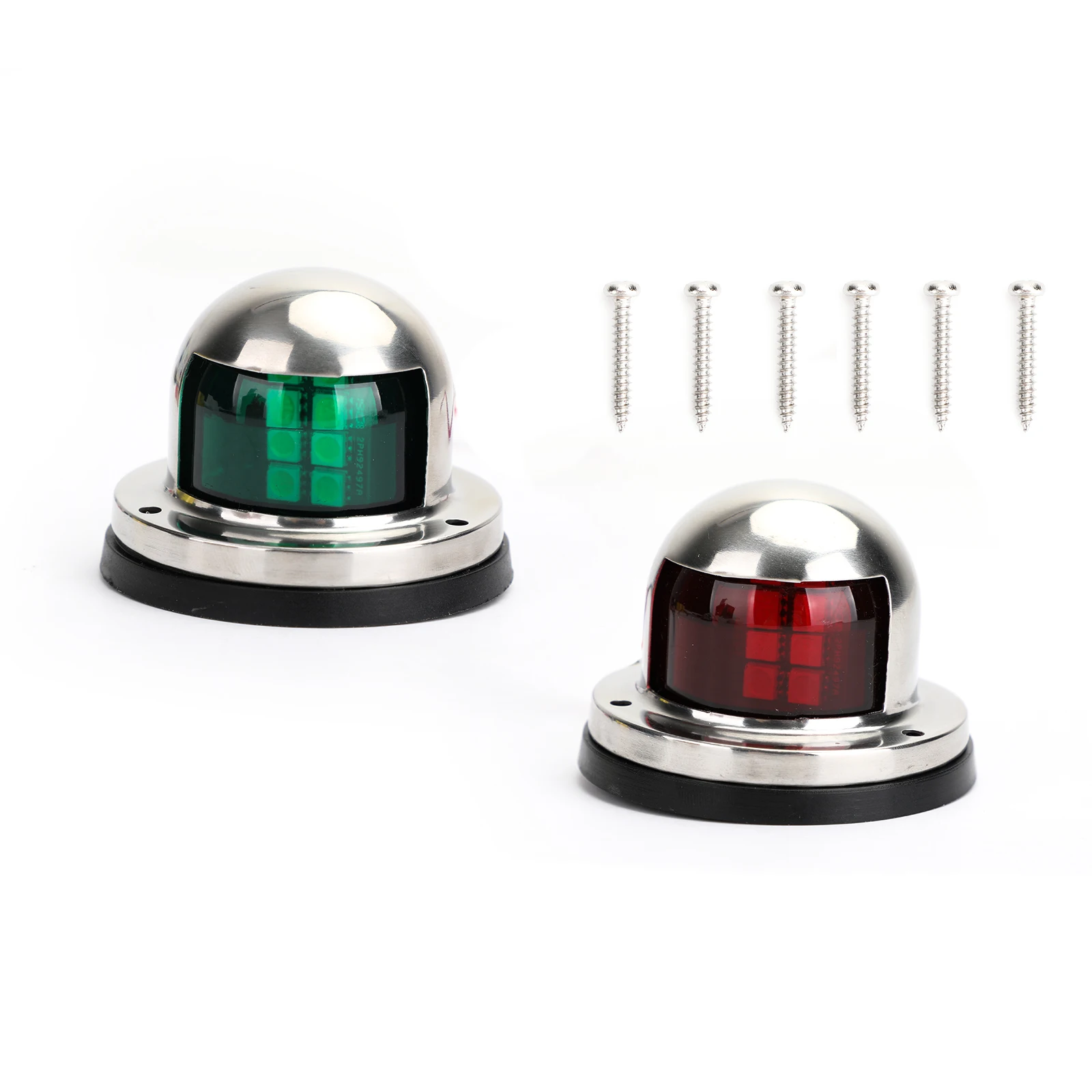 Areyourshop 8 LED Marine Bow Boat Yacht Navigation Green Red Light 12V Stainless Steel 2PCS for Car Boat Parts