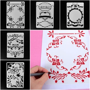 

6PCS DIY Flower Embossing Paper Card Template Layering Stencils For Walls Painting Scrapbooking Stamp Album Decor stencils