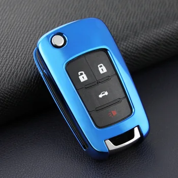 

Aurora Blue Flip Car Key Durable Protector Case Holder Cover For Chevrolet Cruze Malibu Camaro Impala Equinox Trax Sonic Buick
