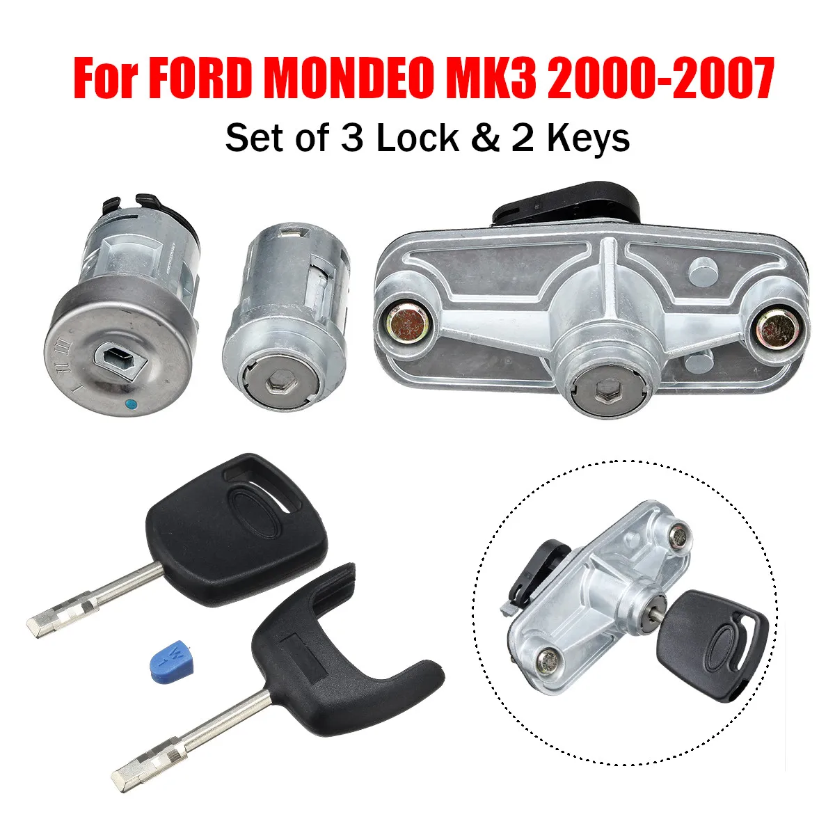 

Hot New 1Set Car Door Lock Set Ignition Petrol Cap Cover Rear Trunk Boot Lock Left For FORD For MONDEO MK3 2000 - 2007