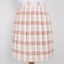 Японский Для женщин Высокая Талия розовый белый клетчатая юбка молодая девушка, студентка Повседневное тонкий Babydoll JK форма плиссированные юбки элегантный дизайн